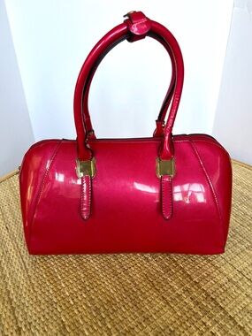 Scarleton Signature Satchel Vegan Patent Leather Red Pink Bowling bag